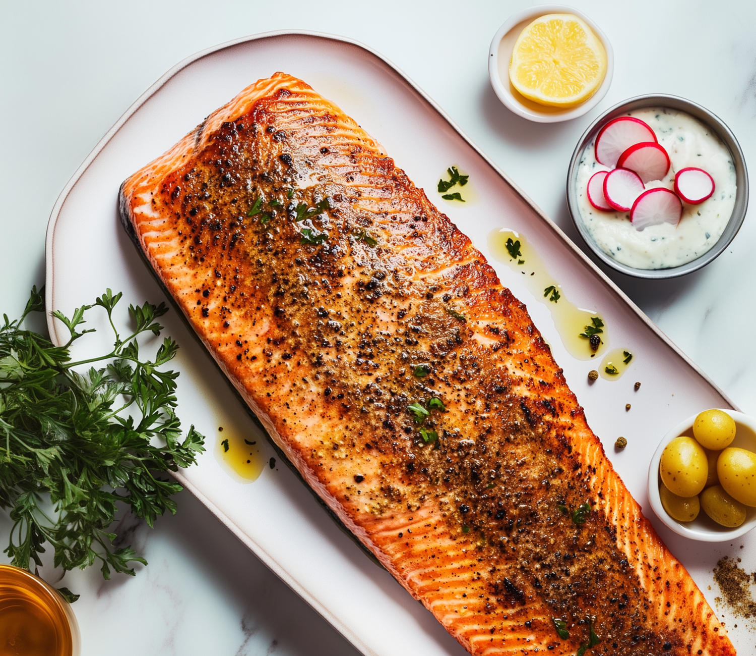 Grillattu nieriä, uudet perunat ja mätikastike